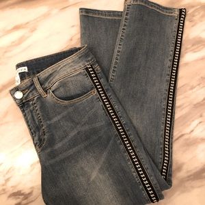 Alice + Olivia leather chain detailed jeans
